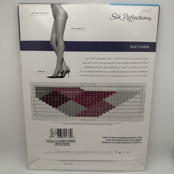 Hanes Silk Reflections Silky Sheer Control Top Pantyhose GH Size Little Color 71 - Picture 3 of 3